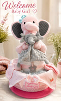Nappy Cake with Elephant & comforter (No personalisation)
