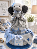 Nappy Cake with Elephant & comforter (no personalisation)
